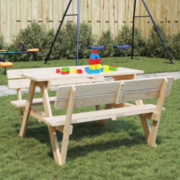 Kids Picnic Table with Umbrella Hole - Solid Wood Fir | HipoMarket