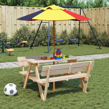 Kids Picnic Table with Umbrella Hole - Solid Wood Fir | HipoMarket