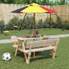 Kids Picnic Table with Umbrella Hole - Solid Wood Fir | HipoMarket