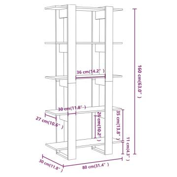 Stylish Grey Sonoma Book Cabinet & Room Divider - 80x30x160 cm