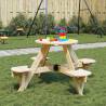  Picnic Table for 4 Kids with Umbrella Hole Round Solid Wood Fir Colour natural Quantity in Package 1 