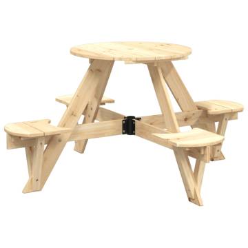 Round Picnic Table for Kids with Umbrella Hole - Solid Wood