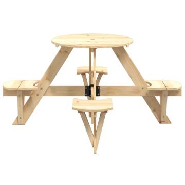 Round Picnic Table for Kids with Umbrella Hole - Solid Wood