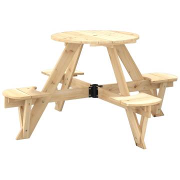 Round Picnic Table for Kids with Umbrella Hole - Solid Wood