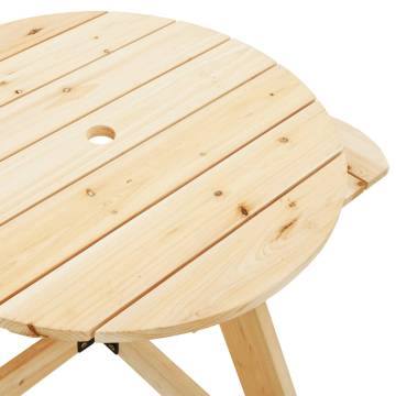 Round Picnic Table for Kids with Umbrella Hole - Solid Wood