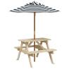 Kids Picnic Table with Umbrella - Solid Wood Fir | HipoMarket