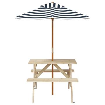 Kids Picnic Table with Umbrella - Solid Wood Fir | HipoMarket