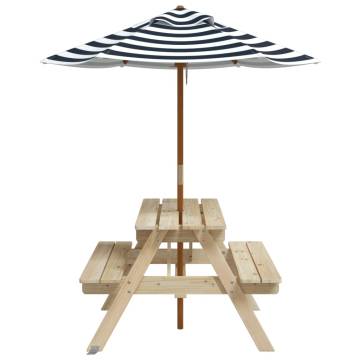 Kids Picnic Table with Umbrella - Solid Wood Fir | HipoMarket