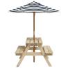 Kids Picnic Table with Umbrella - Solid Wood Fir | HipoMarket