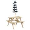 Kids Picnic Table with Umbrella - Solid Wood Fir | HipoMarket