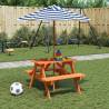  Picnic Table for 4 Kids with Umbrella Solid Wood Fir Colour dark brown and blue Quantity in Package 1 