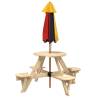 Kids Picnic Table with Umbrella - Solid Wood Fun for 4