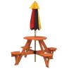 Kids Picnic Table for 4 with Umbrella - Solid Wood Fir