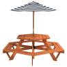 Hexagon Picnic Table for 6 Kids with Umbrella - Solid Fir Wood