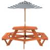 Hexagon Picnic Table for 6 Kids with Umbrella - Solid Fir Wood