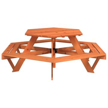 Hexagon Picnic Table for 6 Kids with Umbrella - Solid Fir Wood