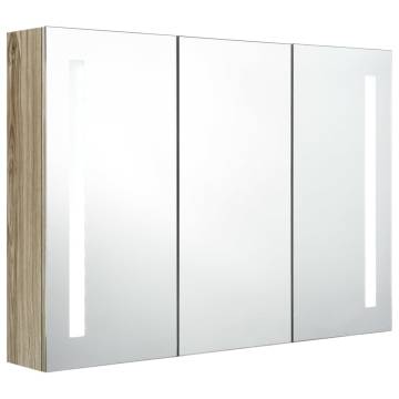 LED Bathroom Mirror Cabinet 89x14x62 cm - Oak Style