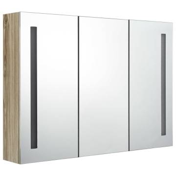 LED Bathroom Mirror Cabinet 89x14x62 cm - Oak Style