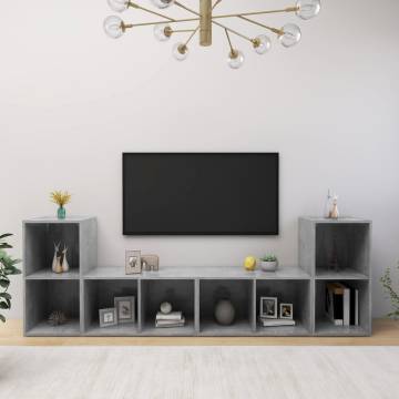 Stylish 4 pcs Concrete Grey TV Cabinets - Engineered Wood