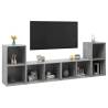 Stylish 4 pcs Concrete Grey TV Cabinets - Engineered Wood