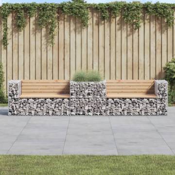 Garden Bench with Gabion Basket - Solid Wood Pine