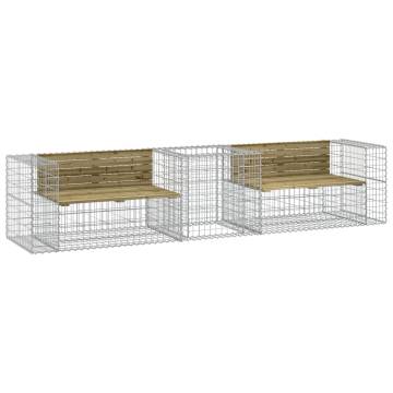 Stylish Garden Bench with Gabion Basket - Pinewood & Steel