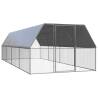  Chicken Cage 3x8x2 m Galvanised Steel Colour silver and grey Size 3 x 8 x 2 m Model with partially-covered roof 