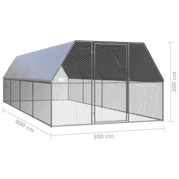 Durable 3x8m Galvanised Steel Chicken Cage | HipoMarket