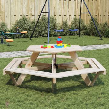 Hexagon Picnic Table for 6 Kids - Solid Wood Fir | HipoMarket