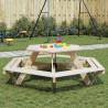  Picnic Table for 6 Kids with Benches Hexagon Solid Wood Fir Colour natural Quantity in Package 1 