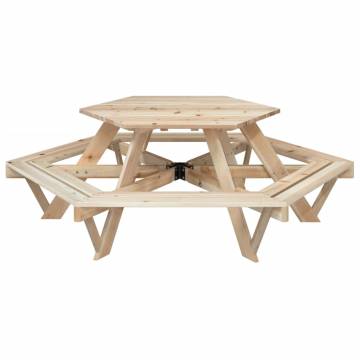 Hexagon Picnic Table for 6 Kids - Solid Wood Fir | HipoMarket