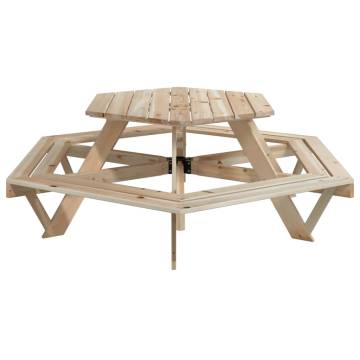 Hexagon Picnic Table for 6 Kids - Solid Wood Fir | HipoMarket