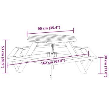 Hexagon Picnic Table for 6 Kids - Solid Wood Fir | HipoMarket