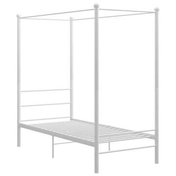 Canopy Bed Frame White Metal 100x200 cm | Hipo Market