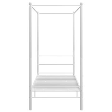 Canopy Bed Frame White Metal 100x200 cm | Hipo Market