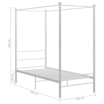 Canopy Bed Frame White Metal 100x200 cm | Hipo Market