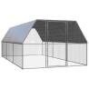  Chicken Cage 3x6x2 m Galvanised Steel Colour silver and grey Size 3 x 6 x 2 m Model with partially-covered roof 