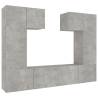 6 Piece Concrete Grey TV Cabinet Set - Stylish Storage Solution