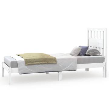 White Solid Wood Pine Bed Frame 75x190 cm Small Single