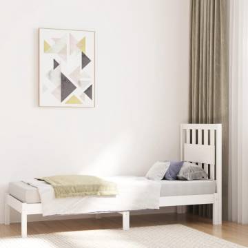 White Solid Wood Pine Bed Frame 75x190 cm Small Single