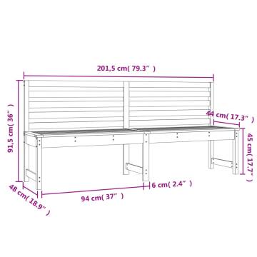 Classic White Garden Bench - 201.5 cm Solid Pine Wood