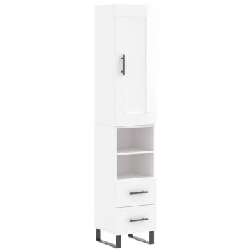 Stylish Highboard High Gloss White - 34.5x34x180 cm