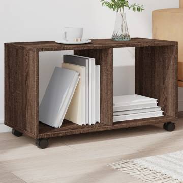 Rolling Cabinet Brown Oak - 72x33x42.5 cm Engineered Wood