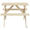 Solid Wood Picnic Table for 4 Kids with Umbrella Hole