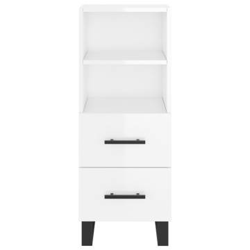 Stylish Highboard High Gloss White - 34.5x34x180 cm