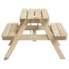 Solid Wood Picnic Table for 4 Kids with Umbrella Hole