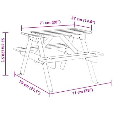 Solid Wood Picnic Table for 4 Kids with Umbrella Hole