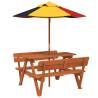 Picnic Table for 4 Kids with Umbrella - Solid Wood Fir