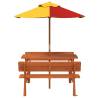 Picnic Table for 4 Kids with Umbrella - Solid Wood Fir