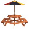 Picnic Table for 6 Kids with Umbrella - Solid Wood Fir